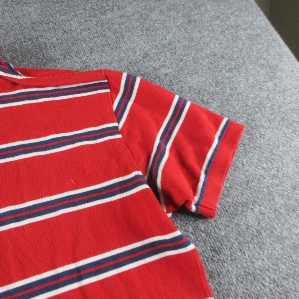 Polo Ralph Lauren Shirt Mens L Red Striped Button Up Short Sleeve Pony Preppy